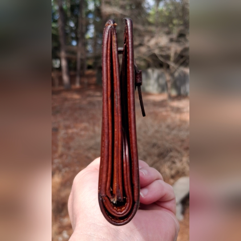 Vintage Coach Rich Brown Water Buffalo Bifold Long Wallet Tab And Loop Closure - Picture 5 of 13